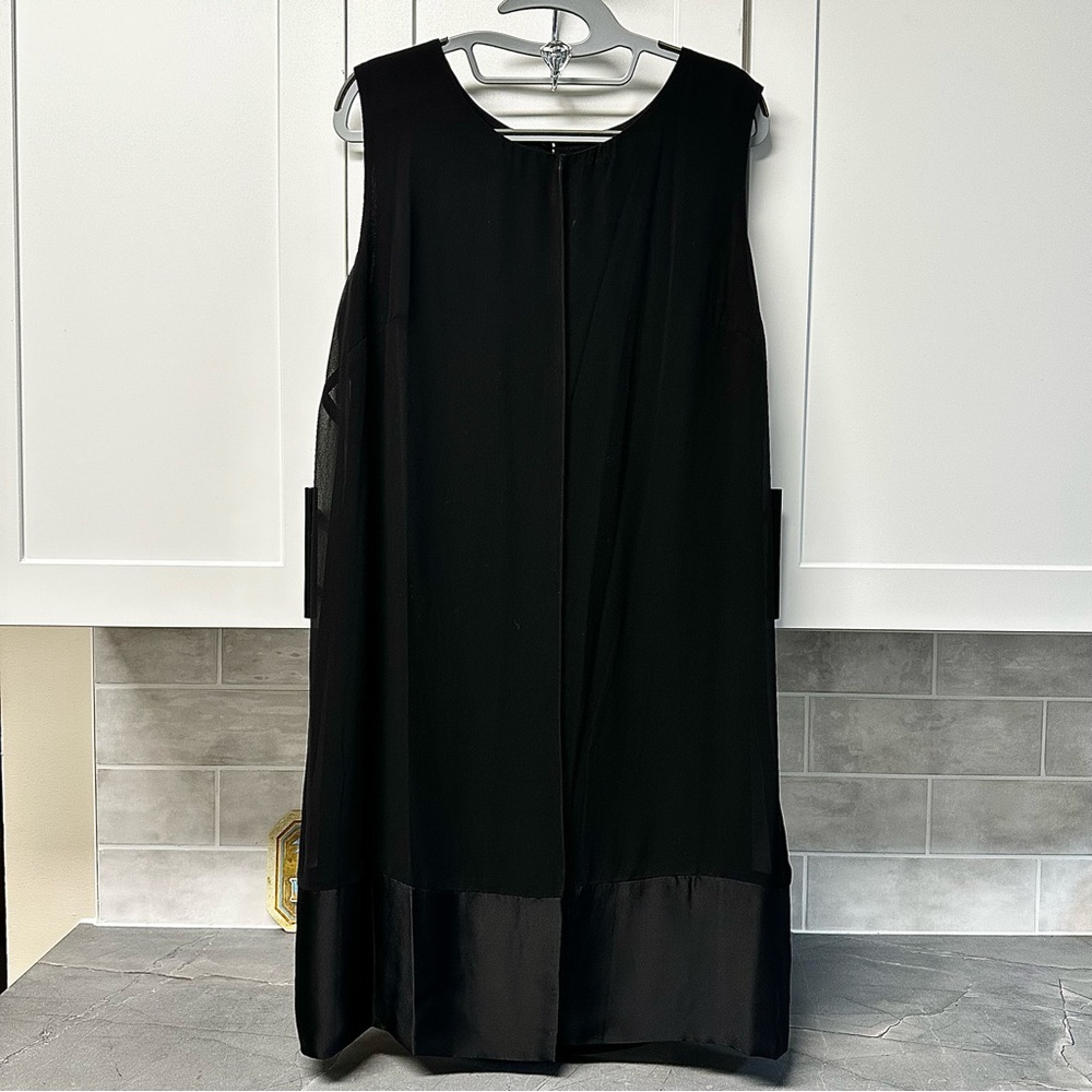 SLNY Black Chiffon Sleeveless Sheath Dress 14